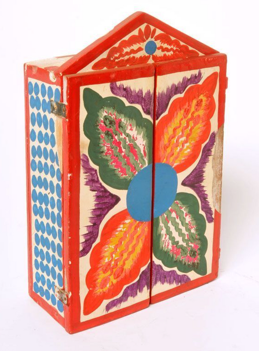 Vintage Hand-Painted Diorama Shadow Box - Colorful Display Tray 11x8x3.5