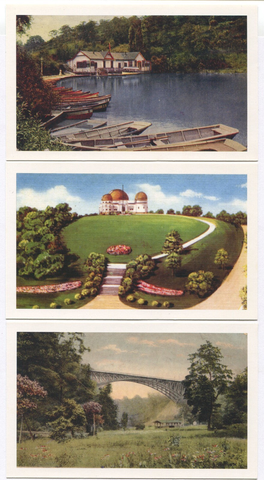 PITTSBURGH CITY PARK POSTCARDS. 4 SET. LITHOGRAPHS.