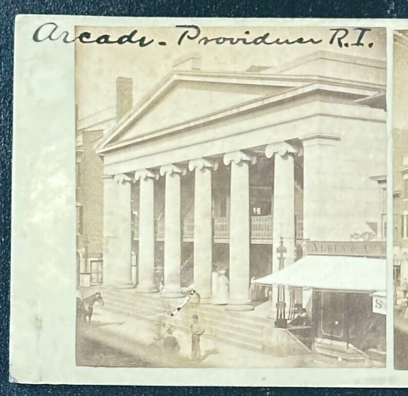 Vintage Stereoview Card Arcade Providence RI - 3.5x7 Double-Image Stereo Photo for Wall Art