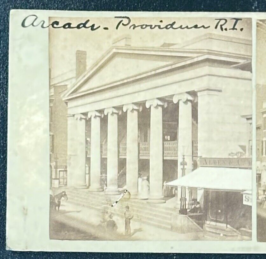 Vintage Stereoview Card Arcade Providence RI - 3.5x7 Double-Image Stereo Photo