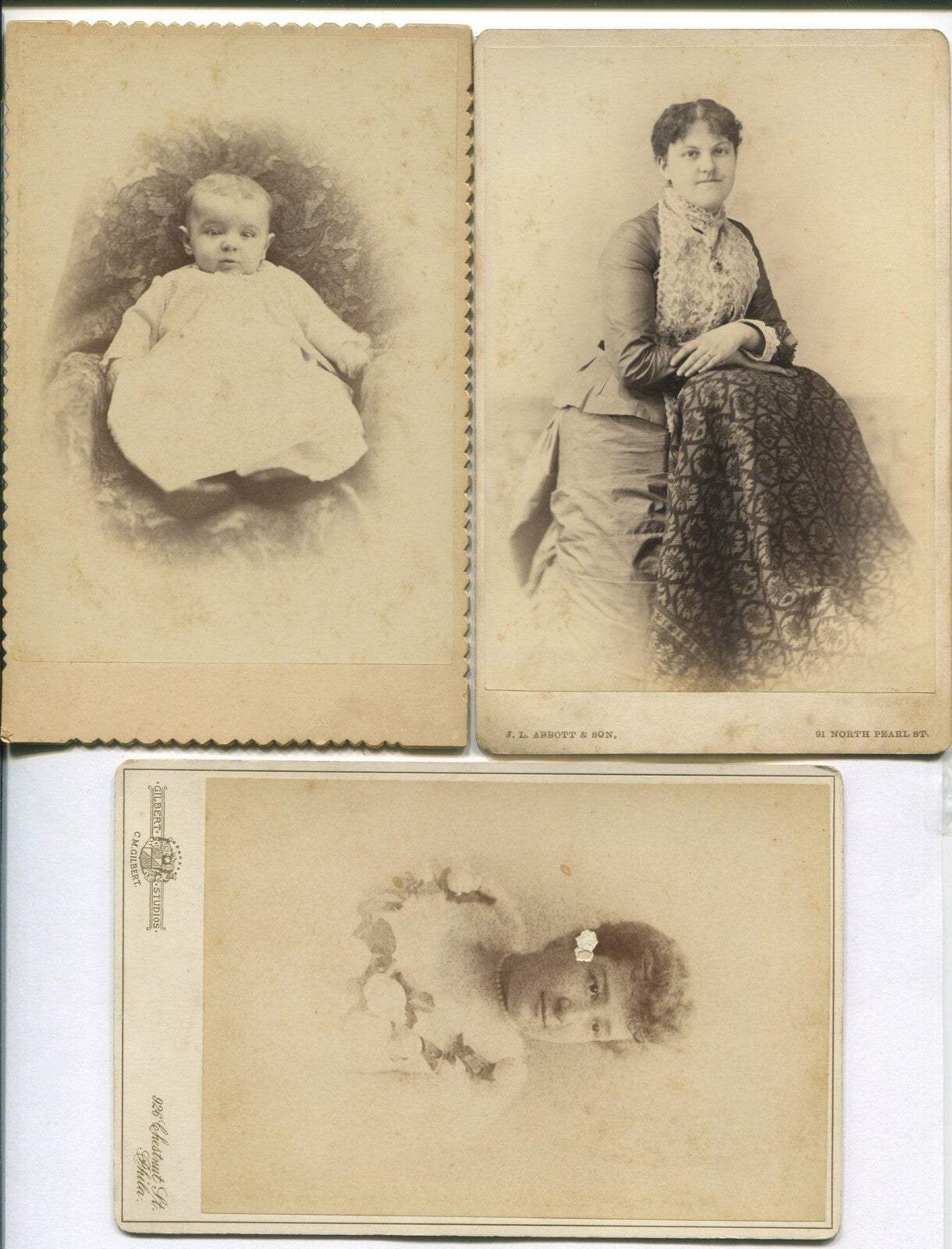 WOMEN AND CHILD, 5 SET CABINET CARDS. PA.