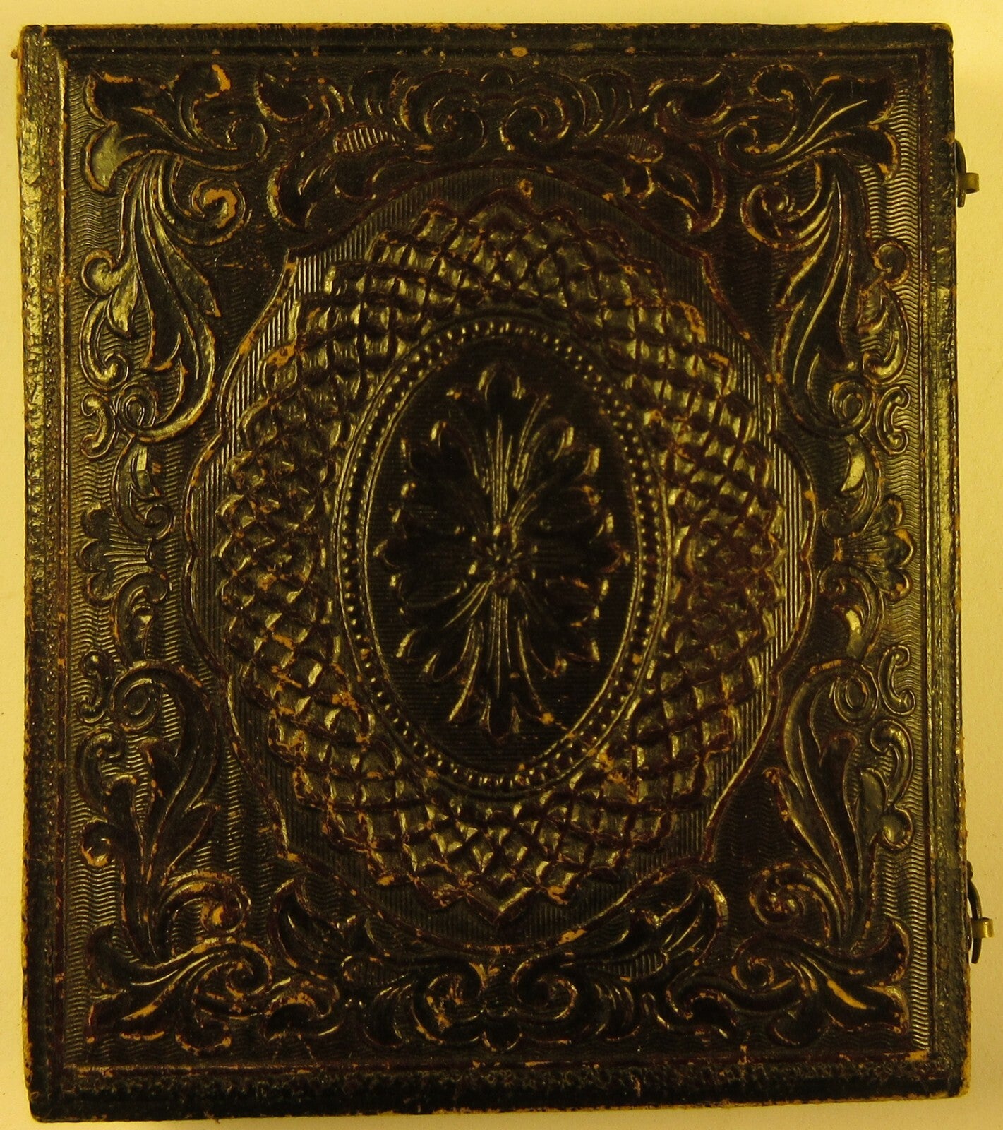 OCCUPATIONAL, FIREMAN/TRAIN OPERATOR. TINTED 6TH PLATE AMBROTYPE. FULL CASE.