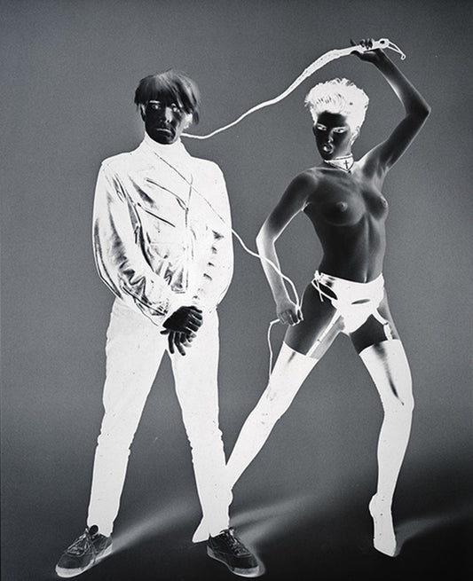 Vintage 8x10 Negative of Andy Warhol posing w/ Dominatrix,  Factory Era