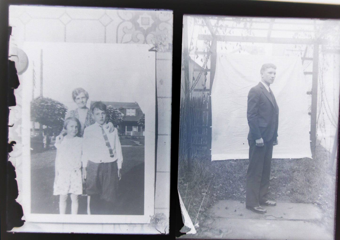 AMERICAN FAMILY. 5X7 GLASS NEGATIVES. 5 SET.