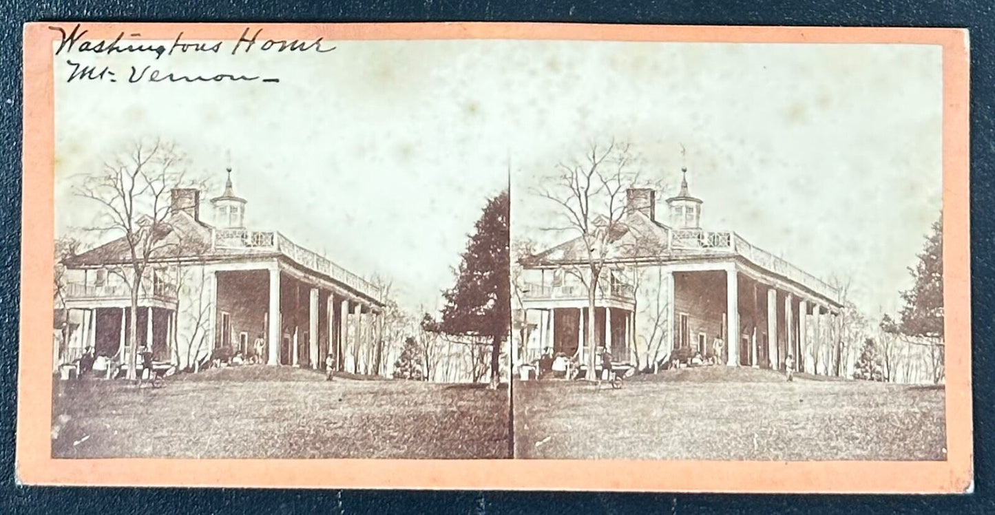 Vintage Stereoview Card Washington's House Mount Vernon - Collectible 3.5x7 Inch Photo, Americana View