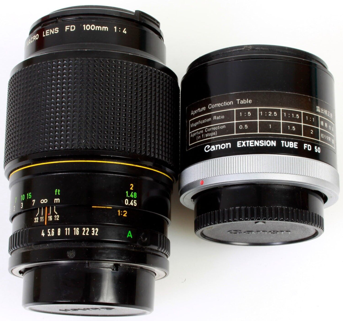 Canon FD 100mm f/4 Macro Lens & Extension Tube FD 50 in Box