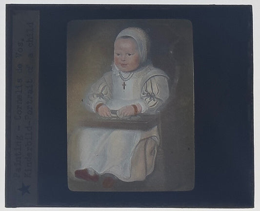 VINTAGE LANTERN SLIDE "Portrait of A Child" Cornelis de Vos 3.25X4IN