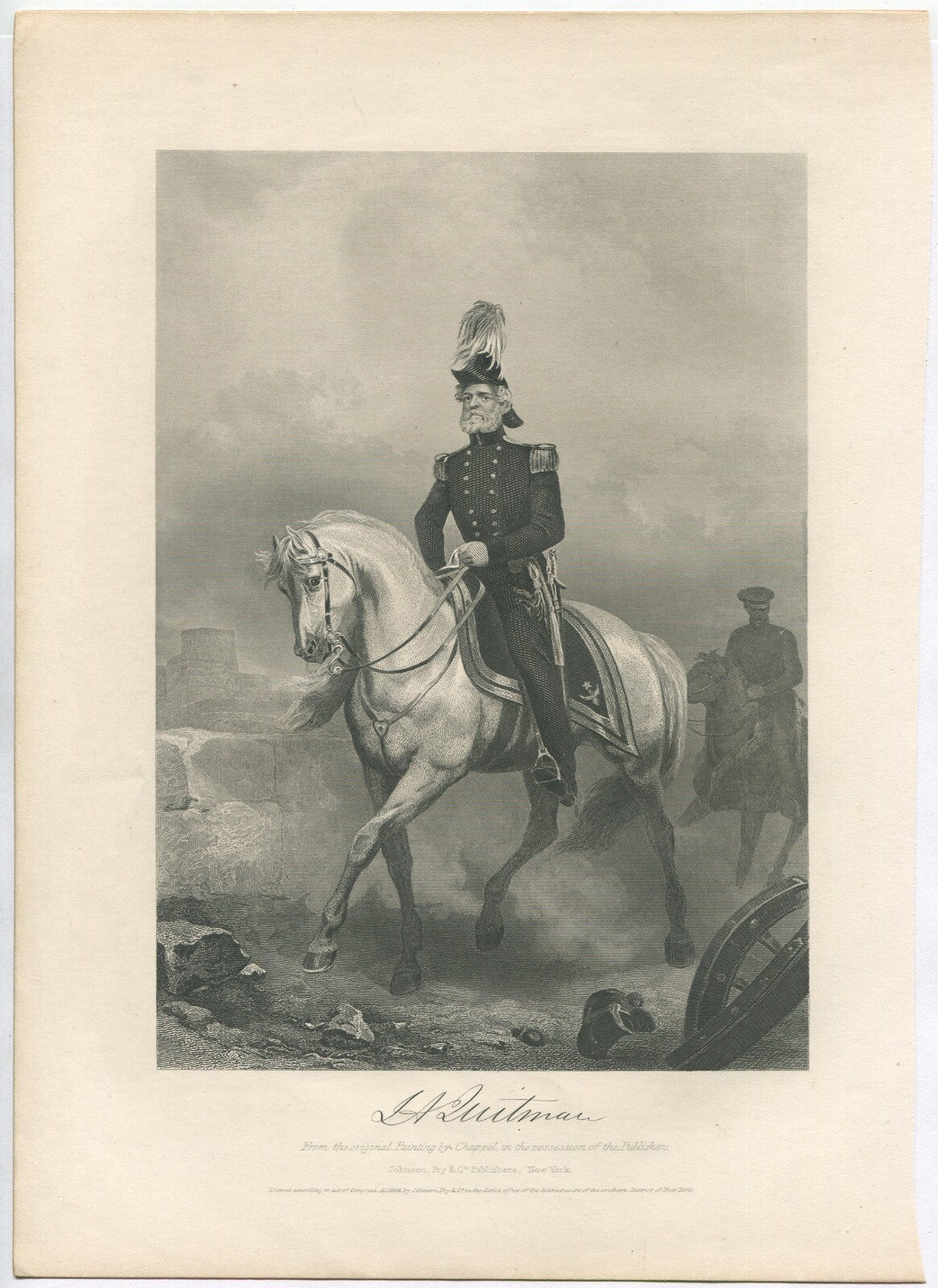 JOHN A.QUITMAN, POLITICIAN. LITHOGRAPH 10.5X7.5 INCHES.