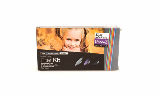 55mm Filters (3) with case UV/CPL/FLD