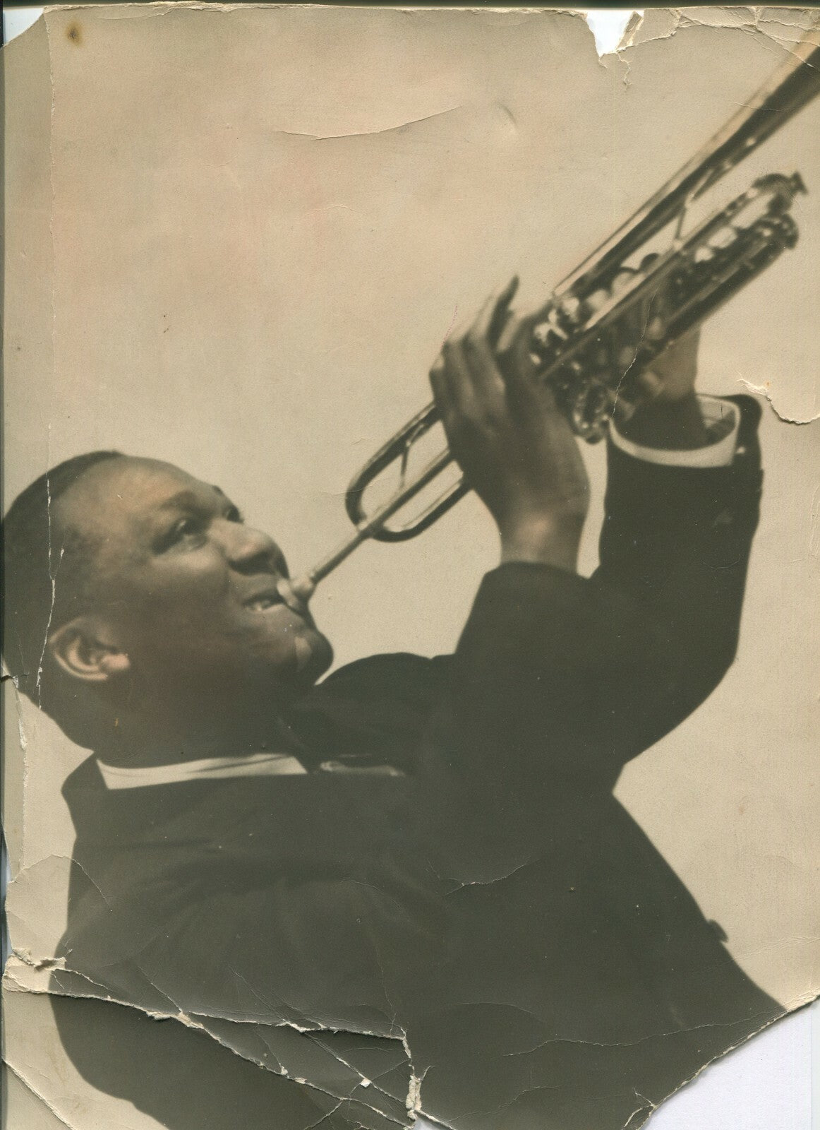 African American Musician Horn Player Vintage Silver Print 12x10 Photo As-Is