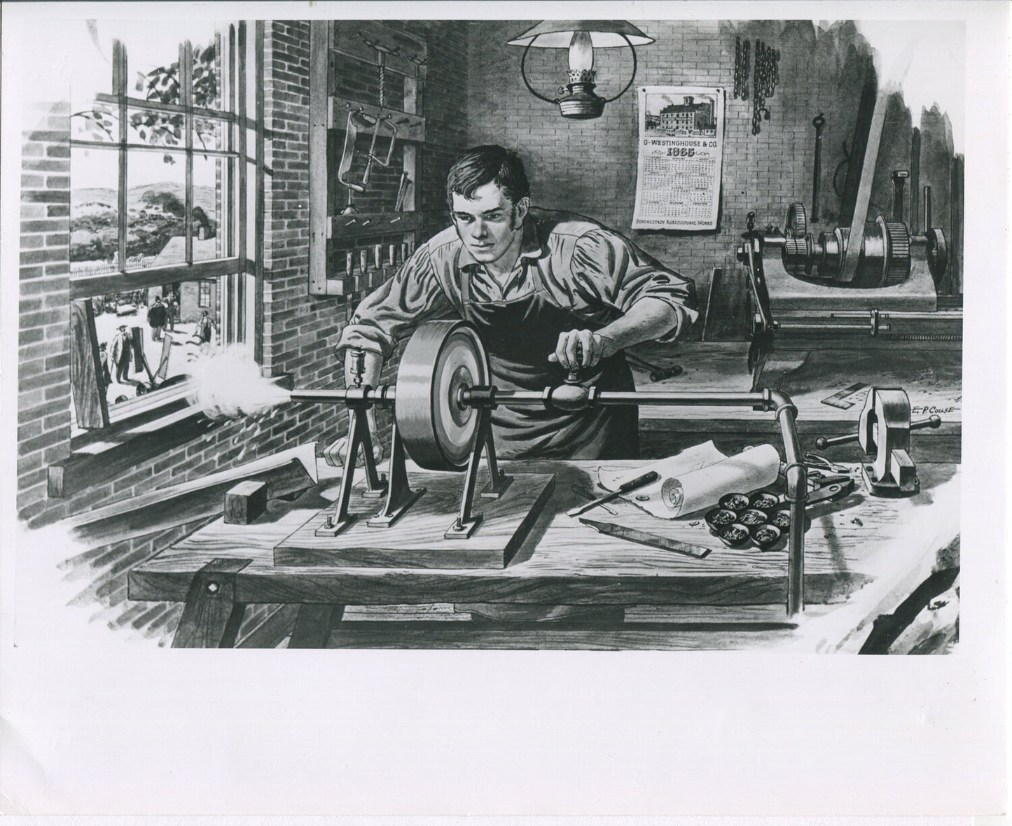 THE INVENTOR GEORGE WESTINGHOUSE. BLACK AND WHITE SILVER PRINT 8 X 10.