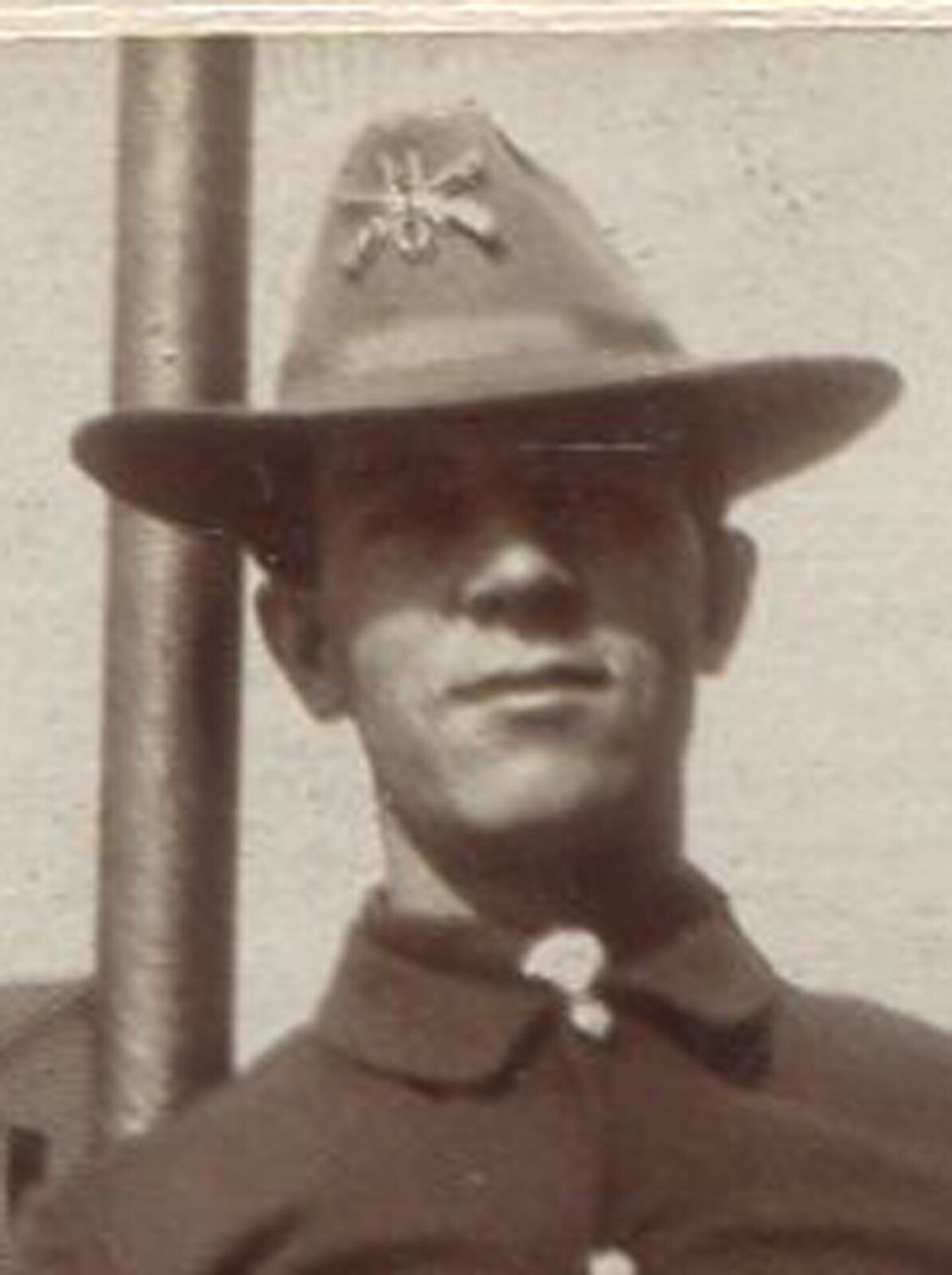 U.S. SOLDIER, 1900-10s. 3X3.24 B&W. BLACK AND WHITE SILVER PRINT.