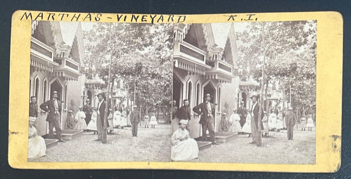 Vintage Stereoview Card: ���Martha's Vineyard RI ��� 3.5x7in