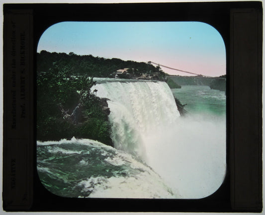 BEAUTIFUL WATERFALLS. HAND COLORED LANTERN SLIDE.