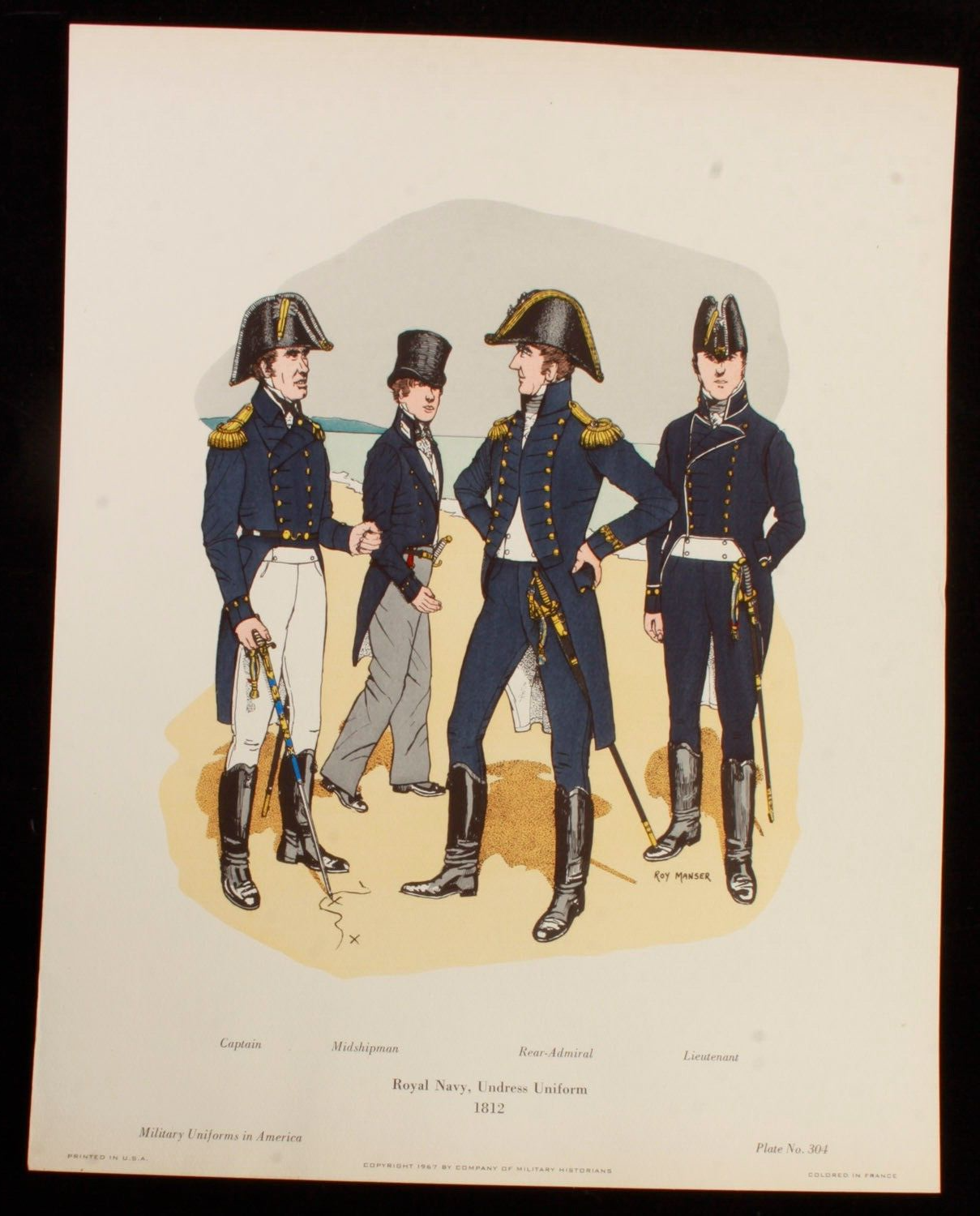 Royal Navy Undress Uniform 1812 Illustration 11x14