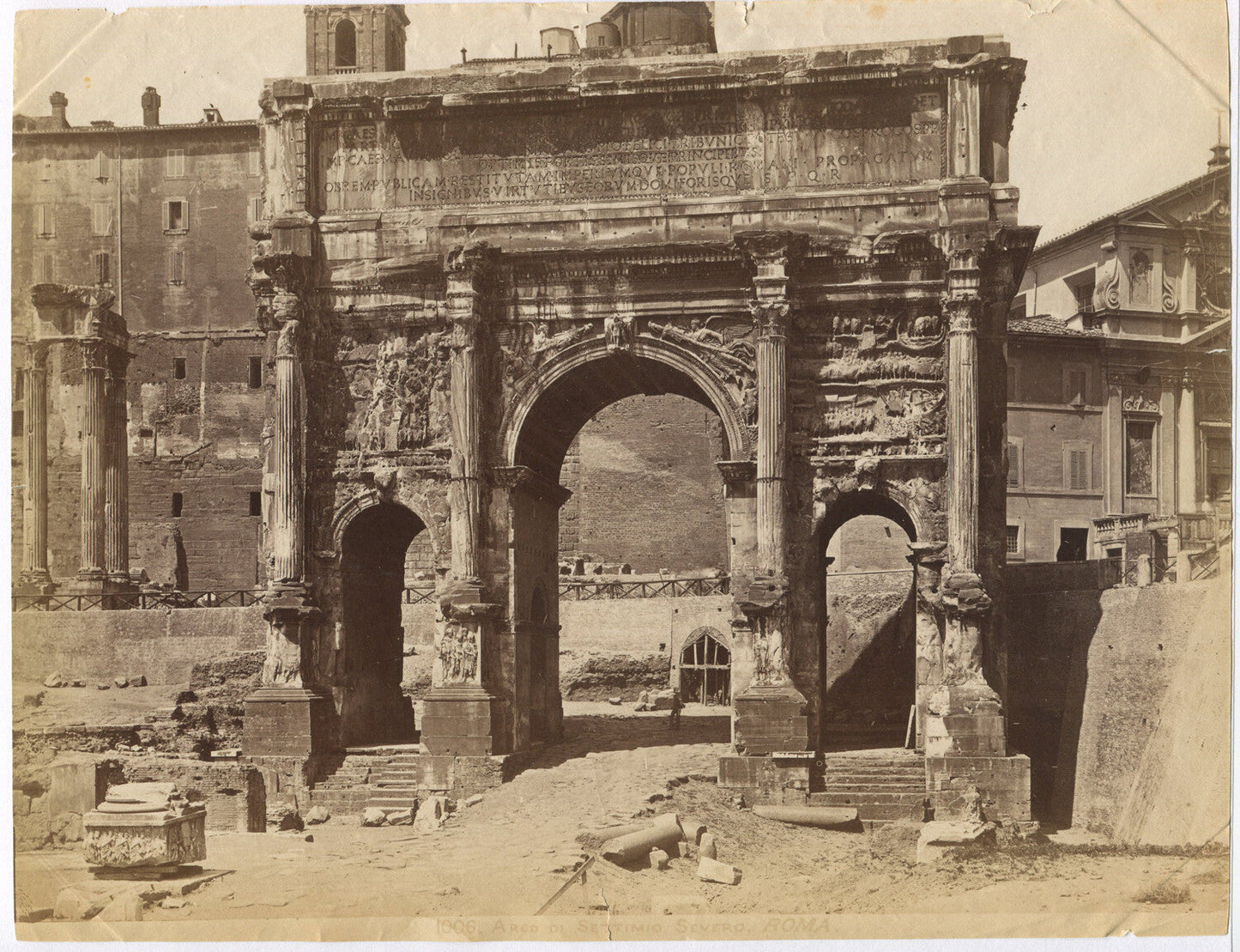 Vintage 8x10 Albumen Photograph: Arch of Septimius Severus, Rome - unmounted,