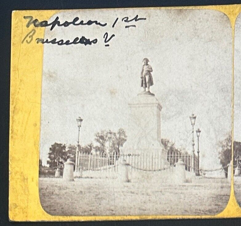 Vintage StereoView Card: ���Statue of Napoleon, Brussels Belgium ��� 3.5x7in