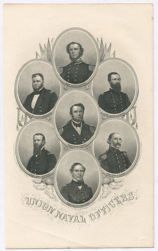 UNION NAVAL OFFICERS. LITHOGRAPH 9.X5.5 INCHES.