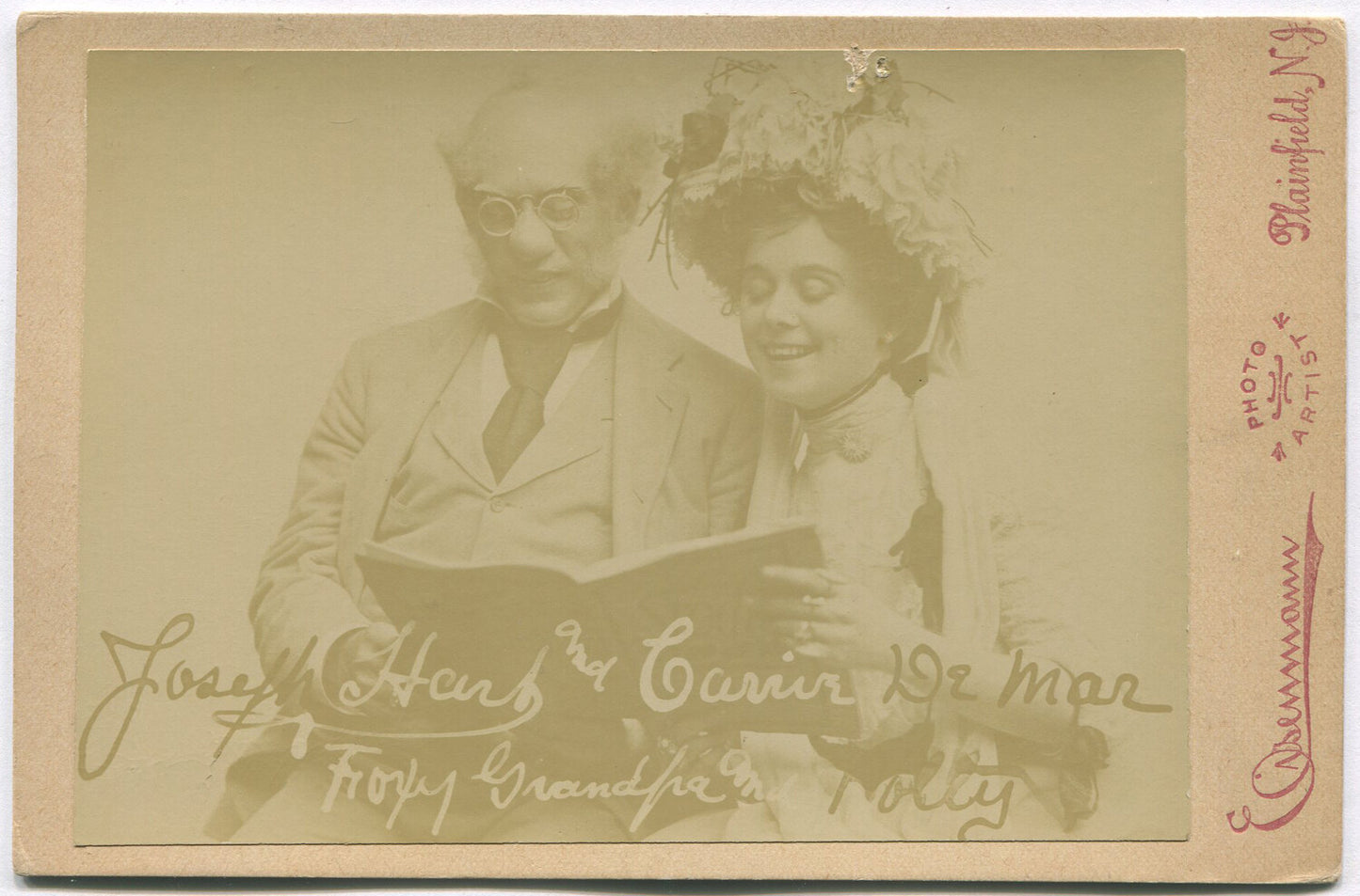 ACTORS JOSEPH HART AND CARRIE DE MAR IN COSTUME. CABINET CARD.