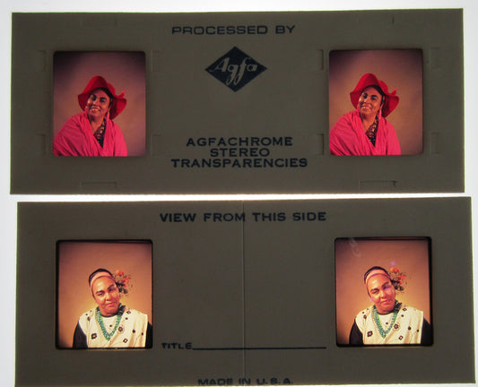 BLACK WOMAN, STYLISH APPEARANCE. STEREO TRANSPARENCIES, 2 SET. AGFACHROME 1.75X4