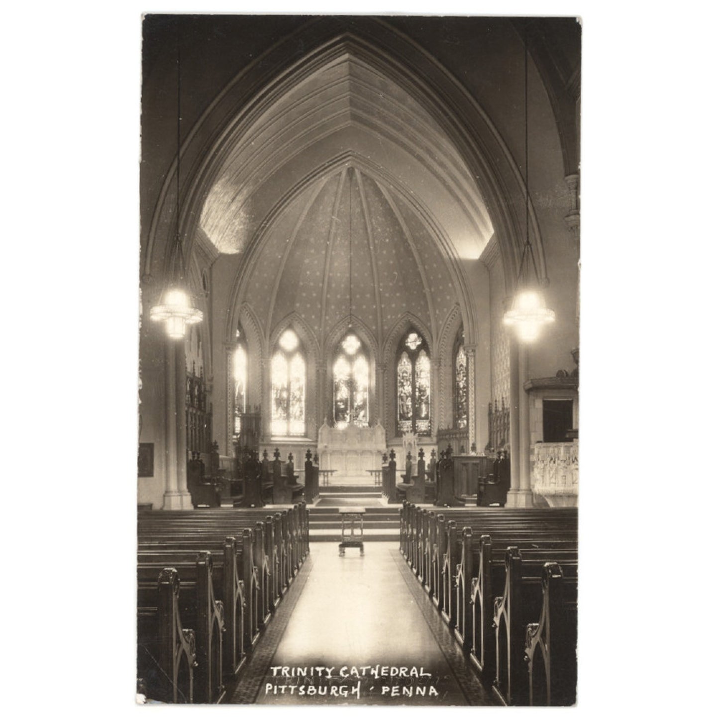 VINTAGE PHOTO - TRINITY CATHEDRAL INTERIOR - GOTHIC CHURCH PITTSBURGH PA