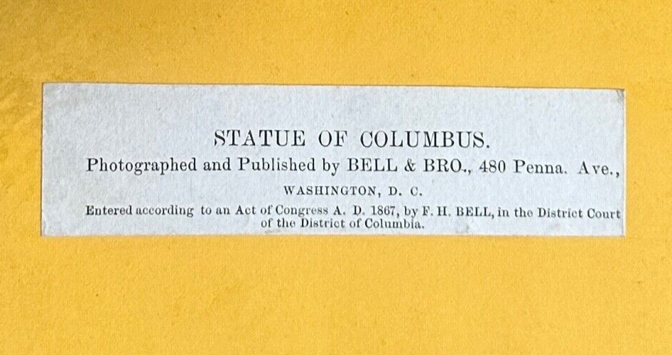 Vintage StereoView Card: ���Statue of Columbus with Indigenous Woman ��� 3.5x7in