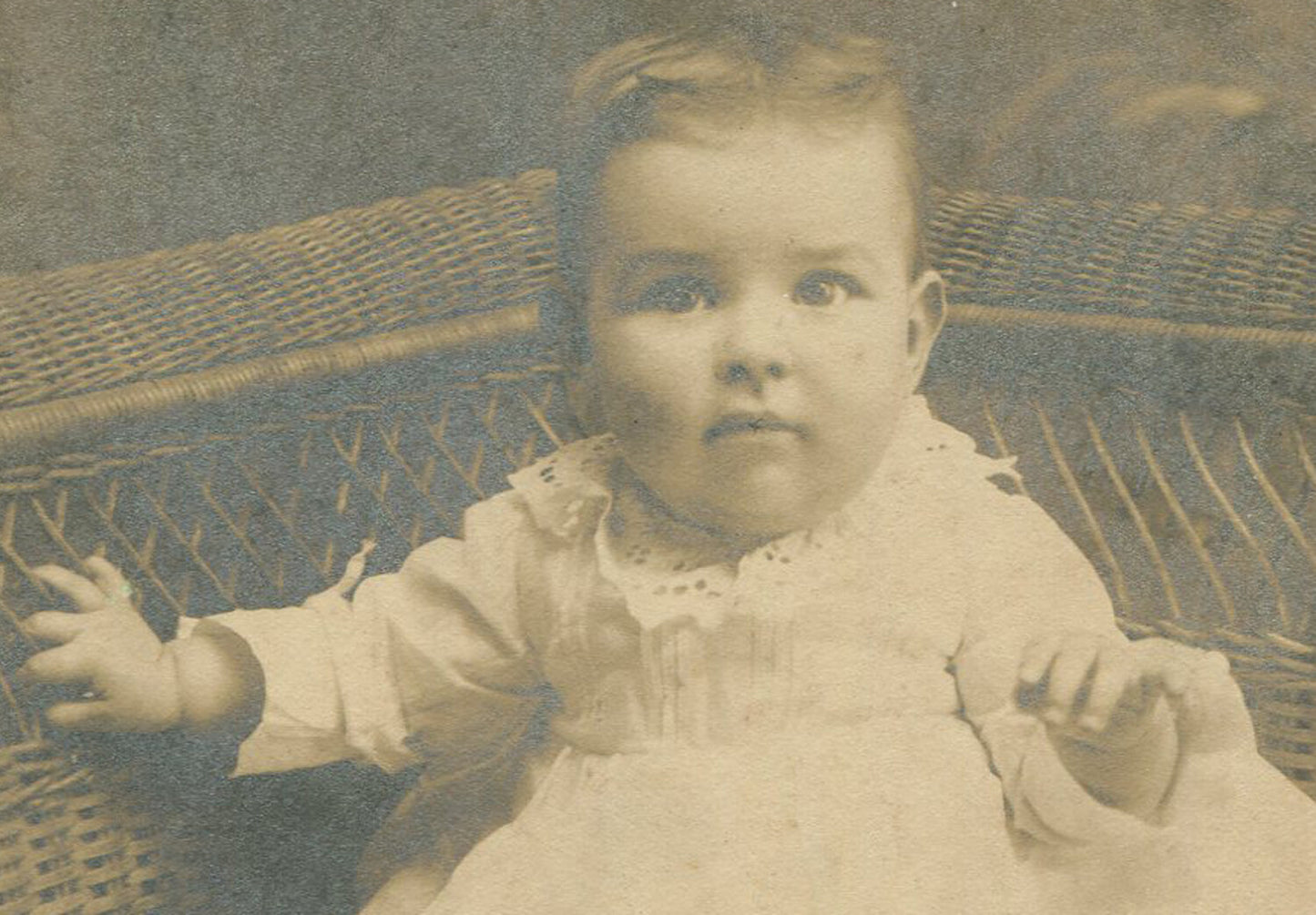 BABY WITH COMBED HAIR. CABINET CARD. WELLSVILLE, MO.
