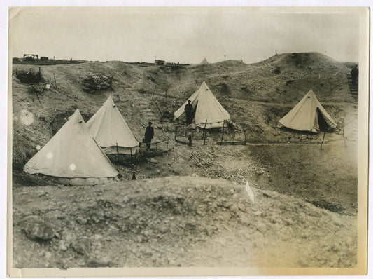 BRITISH TENTS IN MINE CRATERS. WWI. (8X10 REPRINT)