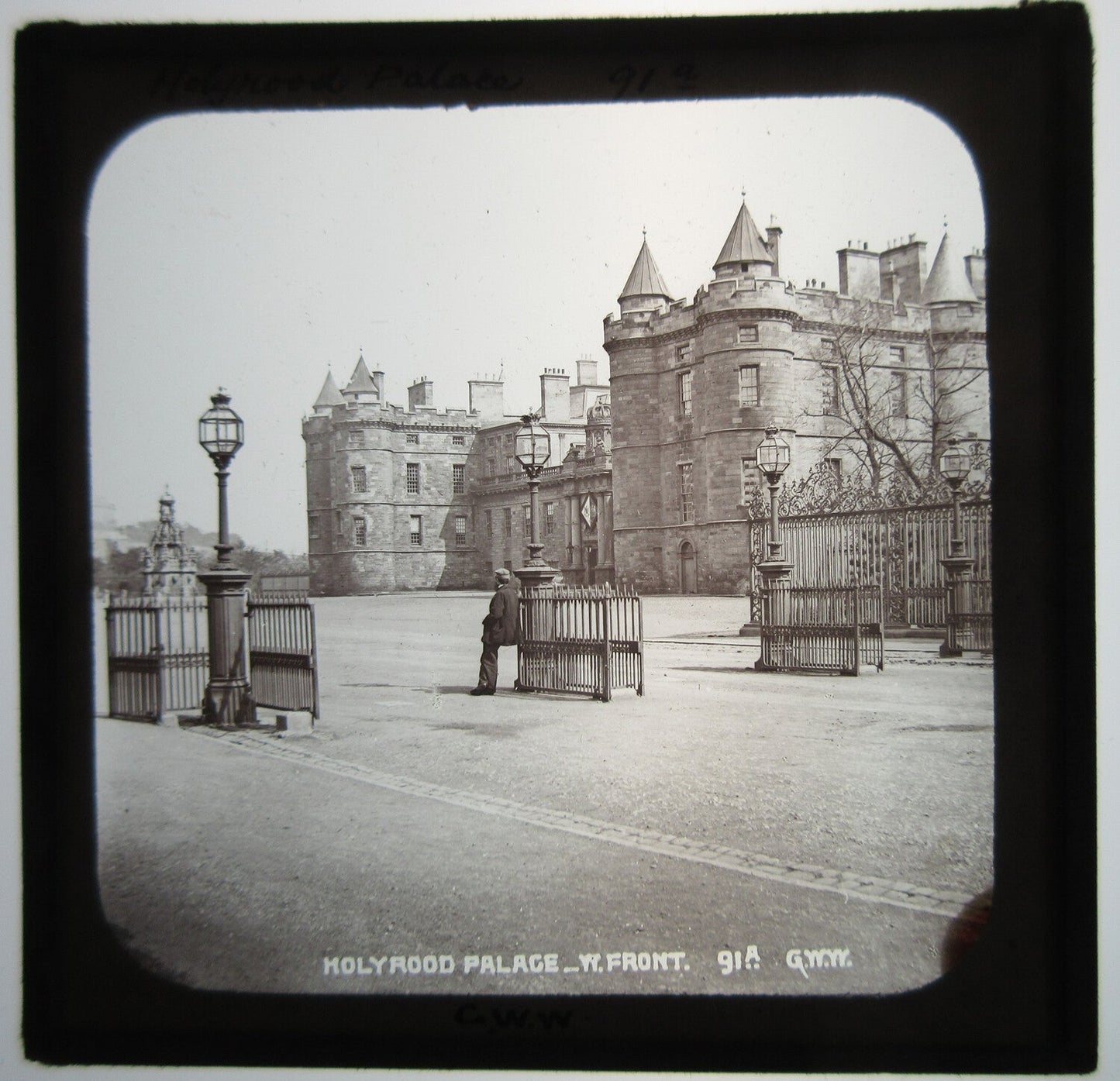 Vintage Lantern Slide of Holyrood Palace, Edinburgh, Scotland - Original Glass