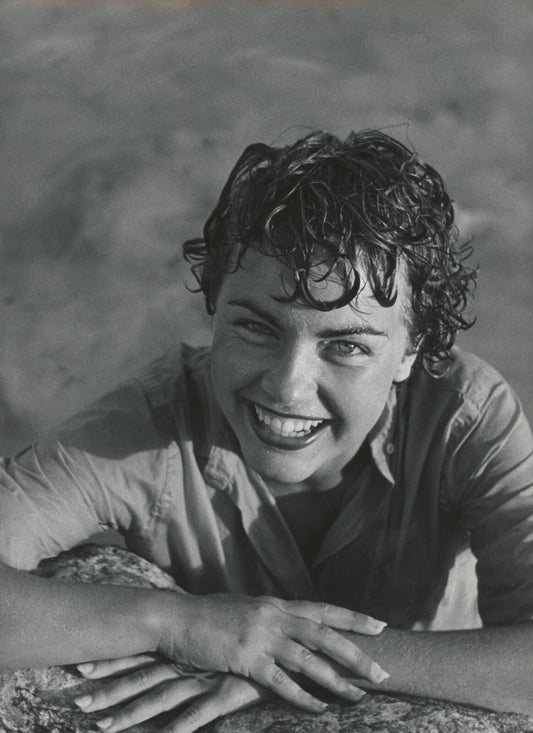 Vintage 11x14 Black & White Photo by Philippe Halsman: Smiling Woman in Pool