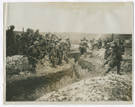 Vintage WWI Photo: British Troops on Cambrai Front, Western Front 8x10 Reprint -