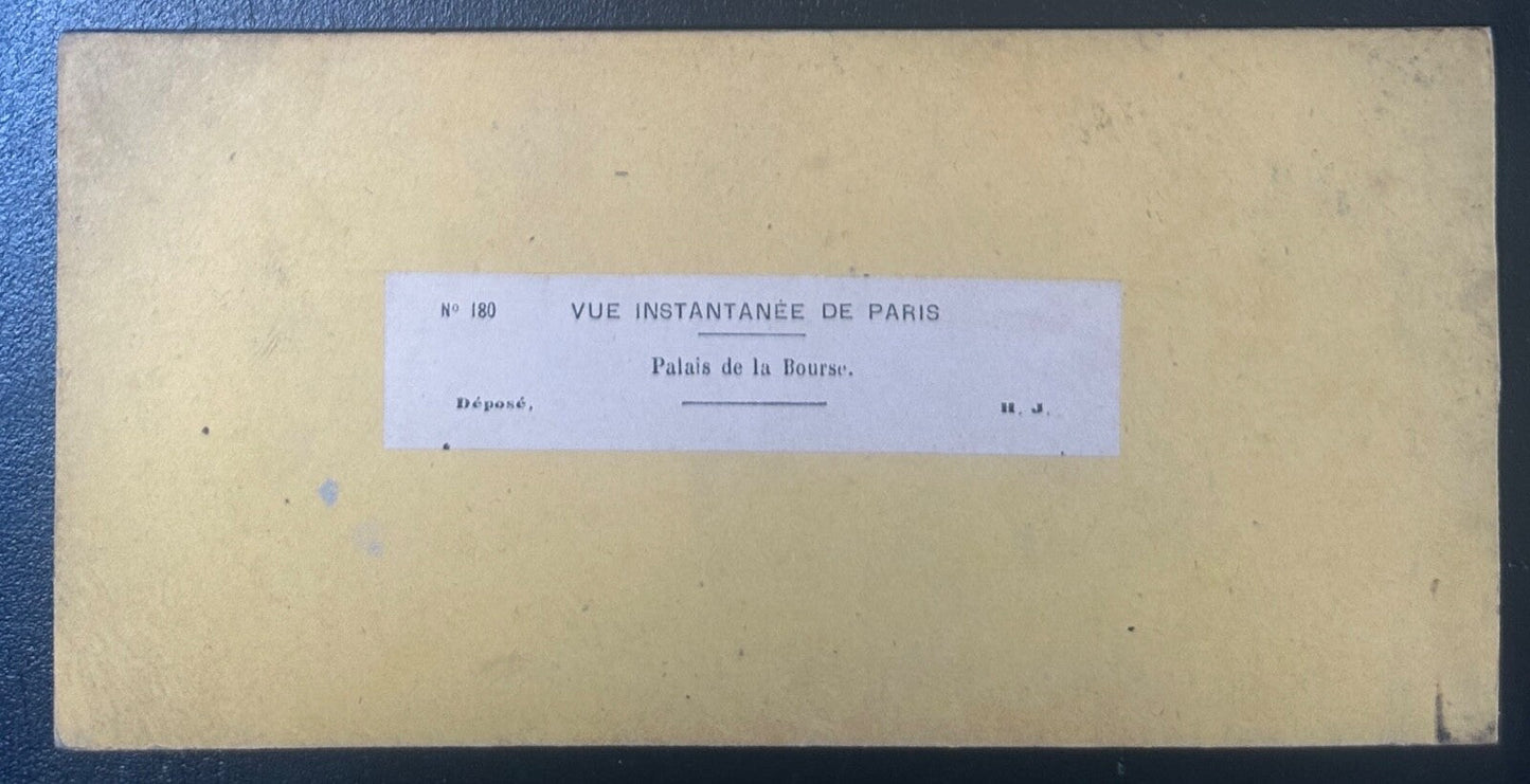 Vintage Paris Stereoview Card 3.5x7in - Palais de la Bourse View, Collectible