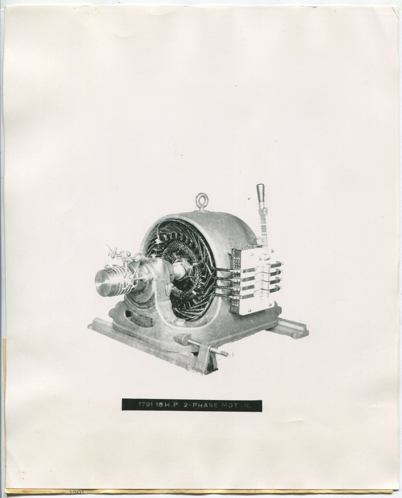 WESTINGHOUSE INDUCTION MOTOR. BLACK AND WHITE SILVER PRINT 8 X 10.