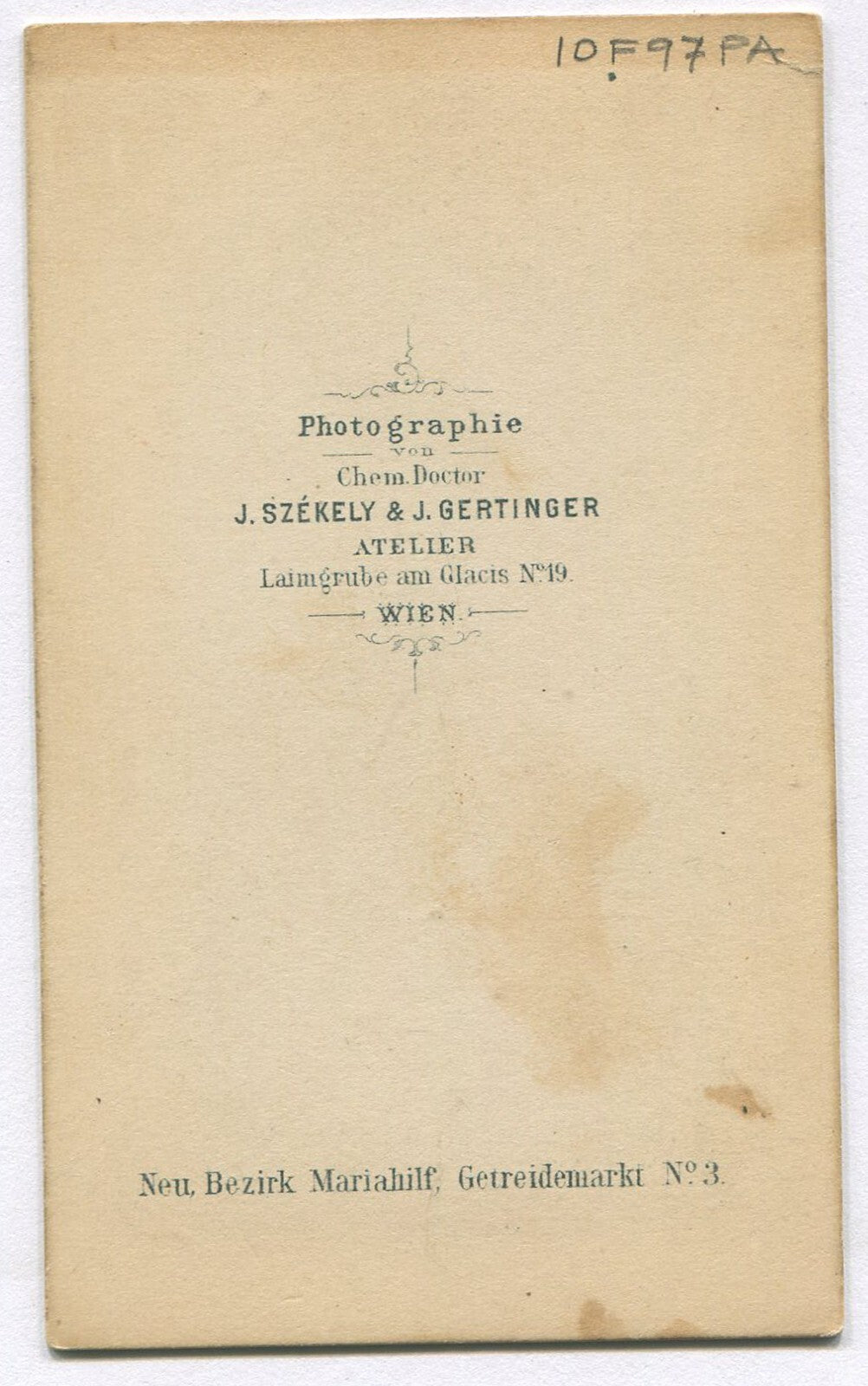 MAN W/VERY POINTY MUSTACHE, AND IN MILITARY UNIFORM. CDV. WIEN, AUSTRIA.