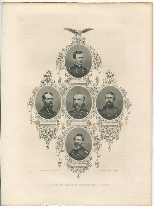 UNION GENERALS, DEPARTMENTS OF THE EAST. LITHOGRAPH 11.X8.25 INCHES.