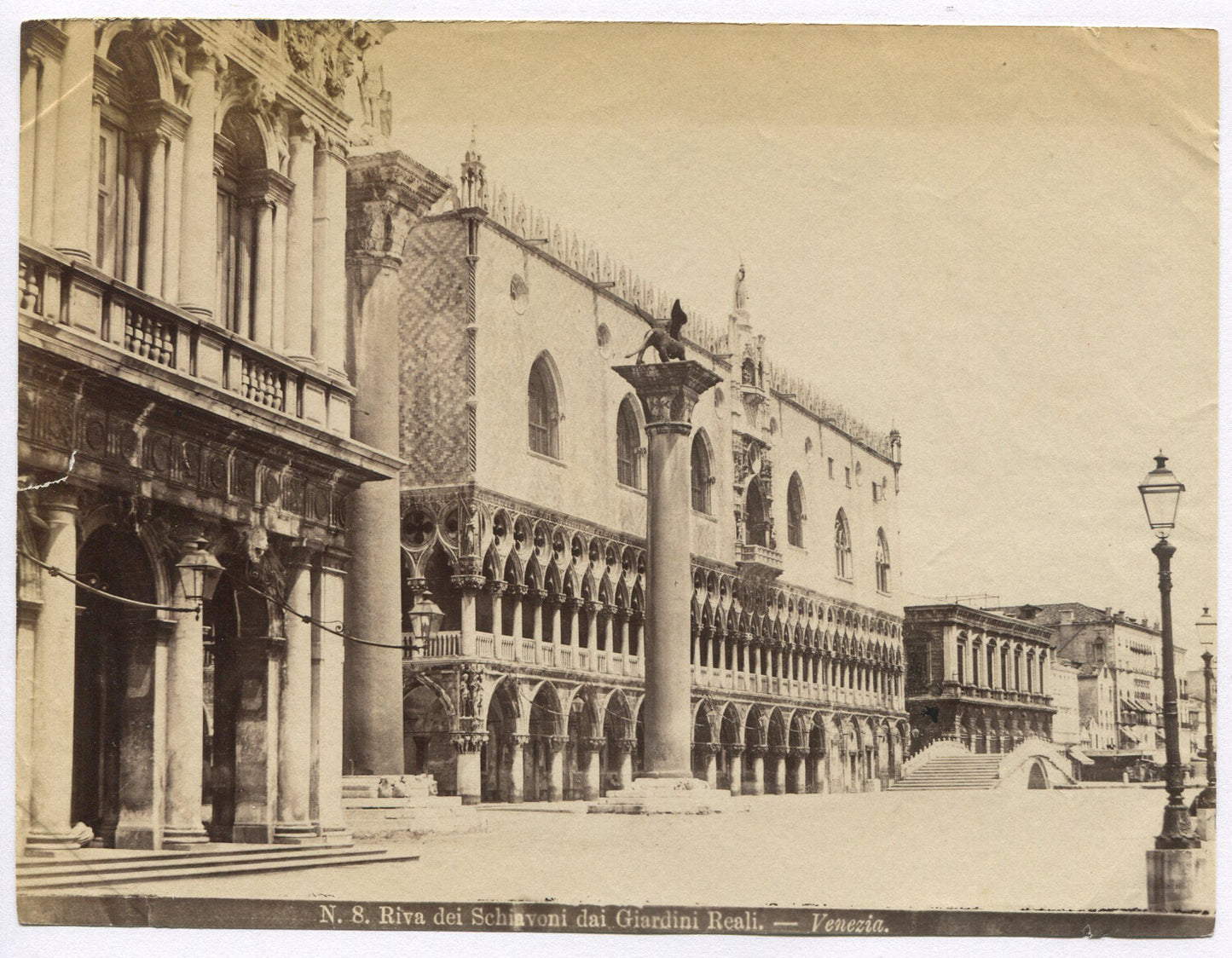 VENICE SQUARE AND BUILDINGS. UNMOUNTED ALBUMEN.