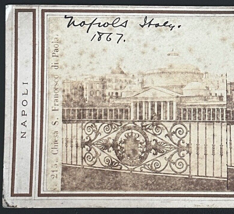 Vintage StereoView Card: ���Naples Italy 1867 ��� 3.5x7in