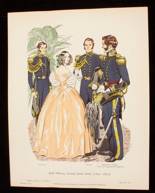 Staff Officers United States Army 1841-1851 Illustration 11x14