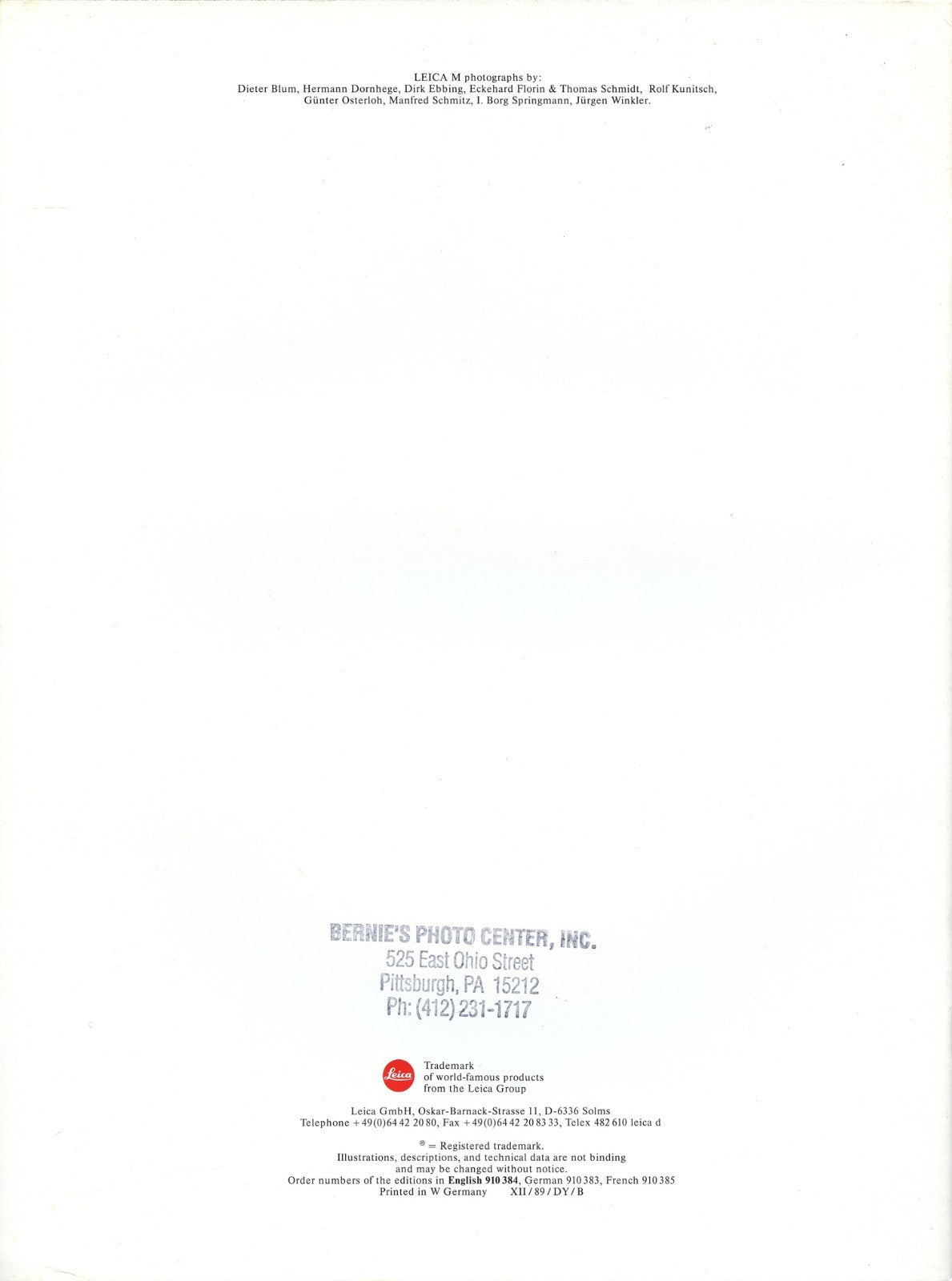 Original Booklet Leica M6 Philosophy 27 Pages
