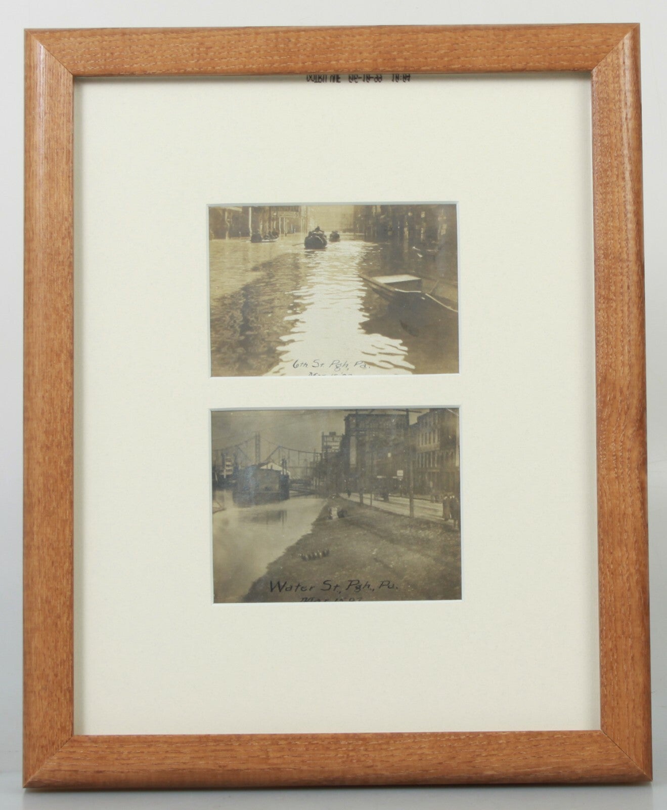 PITTSBURGH FLOOD 1936. 2 B&W PHOTOS, MATTED IN 8X10 FRAME. ARCHIVAL MATTING.
