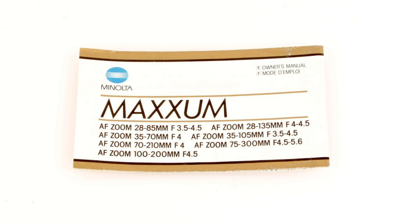 Minolta Maxxum Manual by Minolta Camera Co