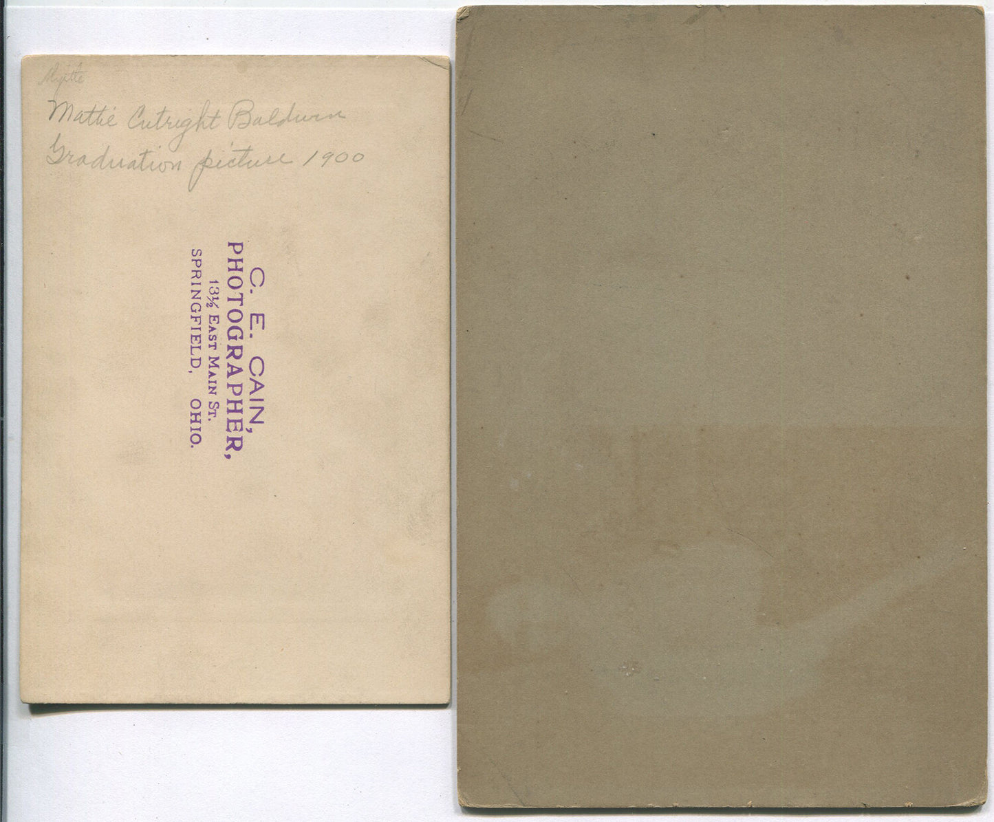 BABY IN CRIB IN GARDEN, WOMAN IN EYEGLASSES. 2 SET CABINET CARD.