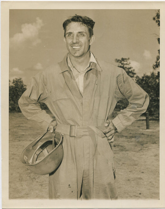 U.S. SOLDIER IN COVERALLS. WWII. (8X10 REPRINT)
