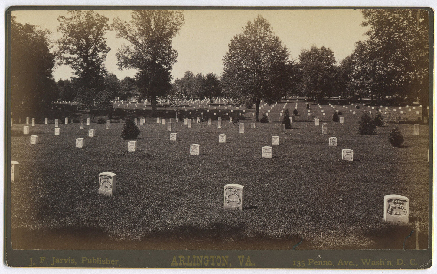 ARLINGTON NATIONAL CEMETERY. CIVIL WAR ERA GRAVES. CABINET CARD, 5.25X8.5.