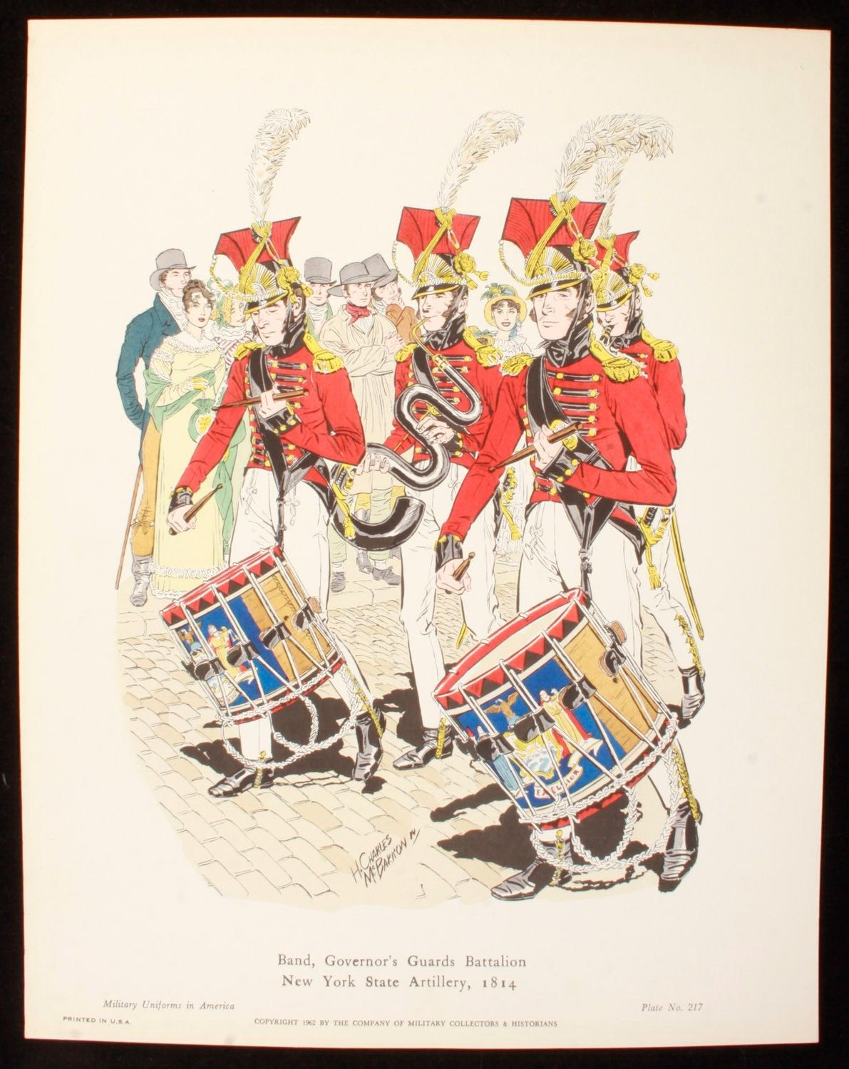 Band Governors Guards Battalion NY State Artillery 1814 Illustration 11x14