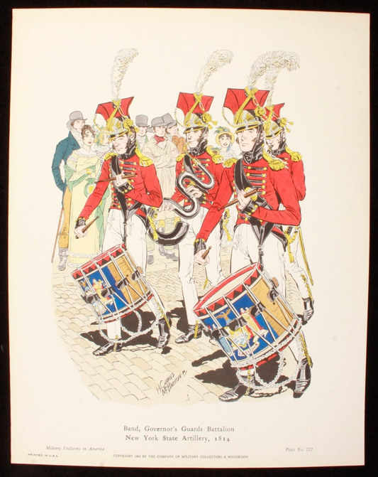 Band Governors Guards Battalion NY State Artillery 1814 Illustration 11x14