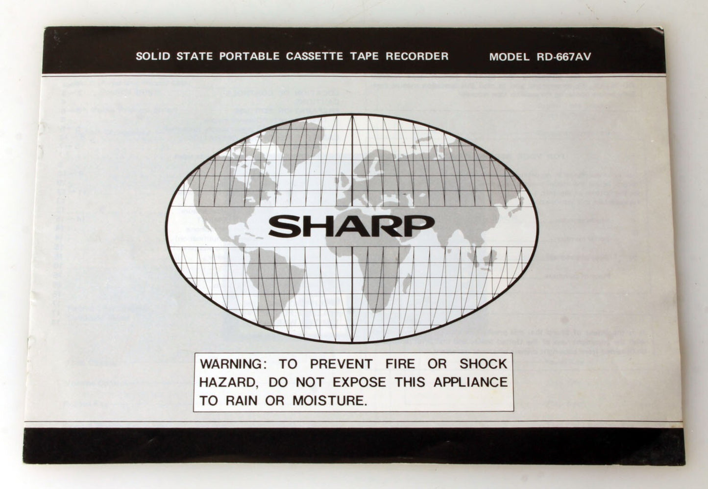 SHARP Portable Tape Recorder Manual for Model RD-667AV