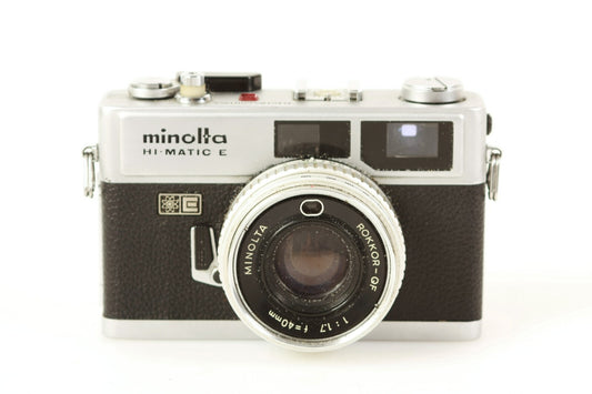 Vintage Minolta Hi-Matic E Rangefinder Camera with 40mm Rokkor – For Parts/Repair