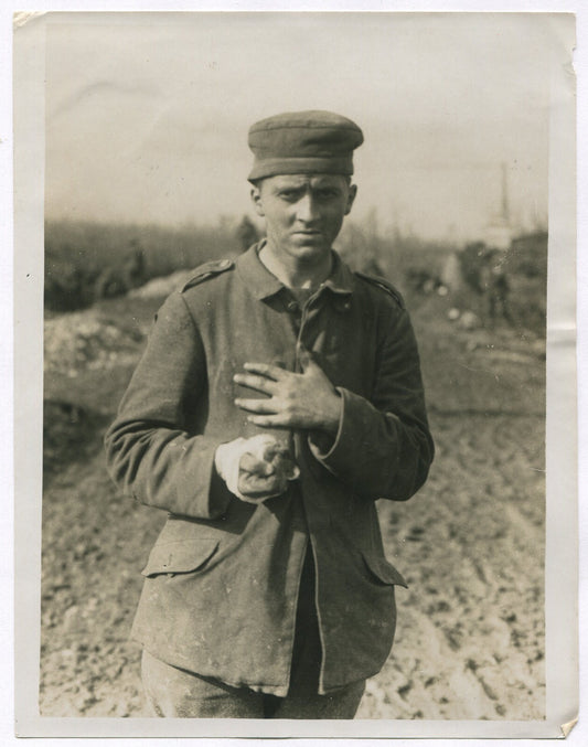 Vintage WWI Wounded German Photo, 8x10 Reprint - Official British Western Front