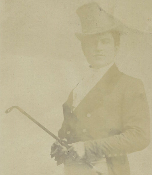 ANDREW MACK, ACTOR POSED HOLDING RIDING CROP. CABINET CARD.